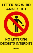 Warnaufsteller Littering wird angezeigt